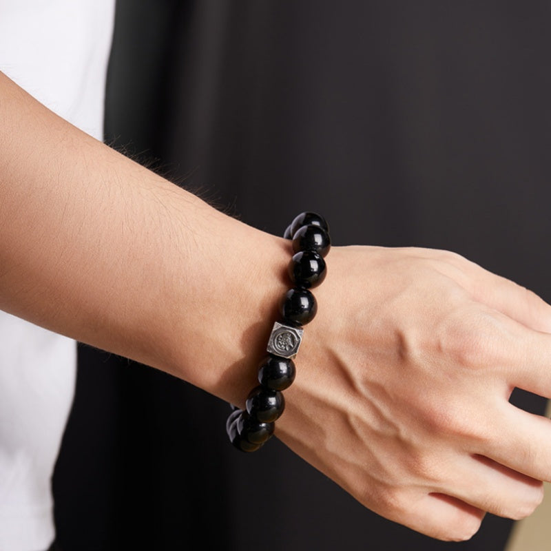 Obsidian Bead Stretch Bracelet-Awakened Core