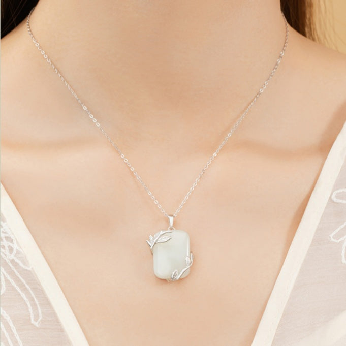 Nephrite Jade  Pendant Necklace-Flourishing Grace