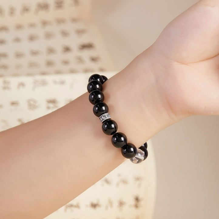 Treasure Vase Obsidian & Clear Quartz Bracelet-Wisdom & Grace