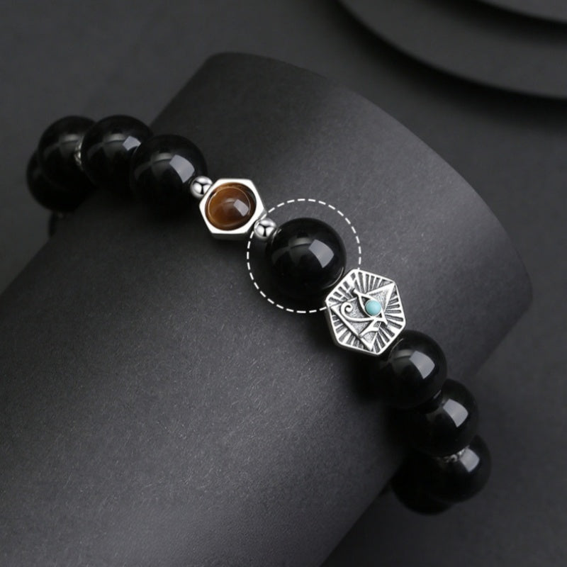 Eye of Providence Obsidian Tiger's Eye Bracelet-Modern Insight