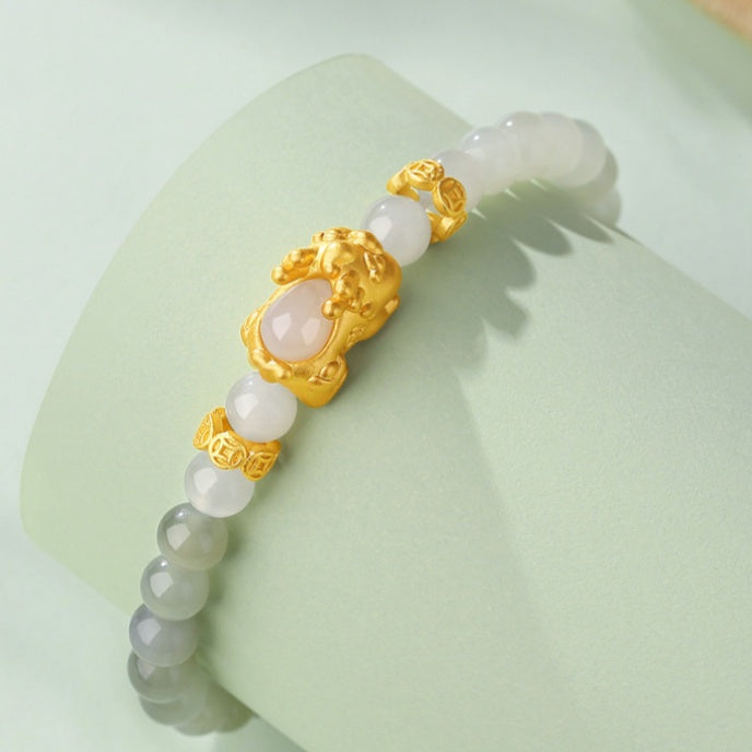 Abundance & Fortune-Pixiu Nephrite Jade Bracelet