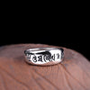 925 Sterling Silver Open Ring – Women’s Thai Silver Vintage Band with Six True Words Mantra