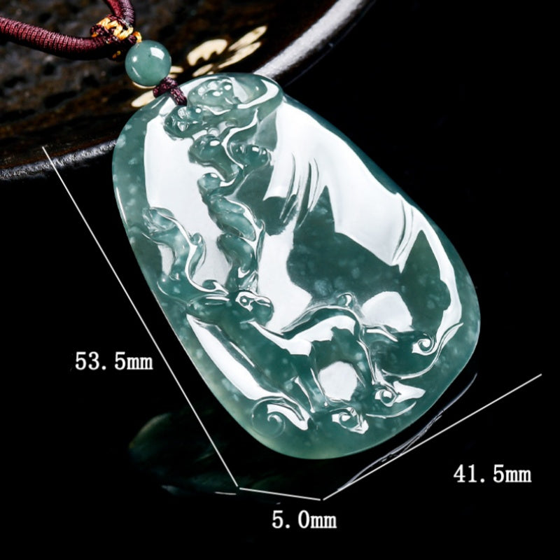 Der heilige Wald – Eisjadeit neunfarbiger Hirsch spirituelles Amulett