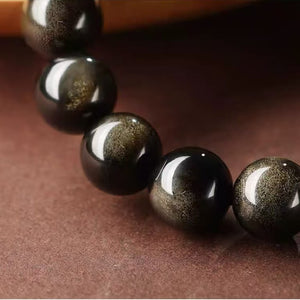 999 Silver Pixiu Gold Obsidian Bracelet-Attract Luck