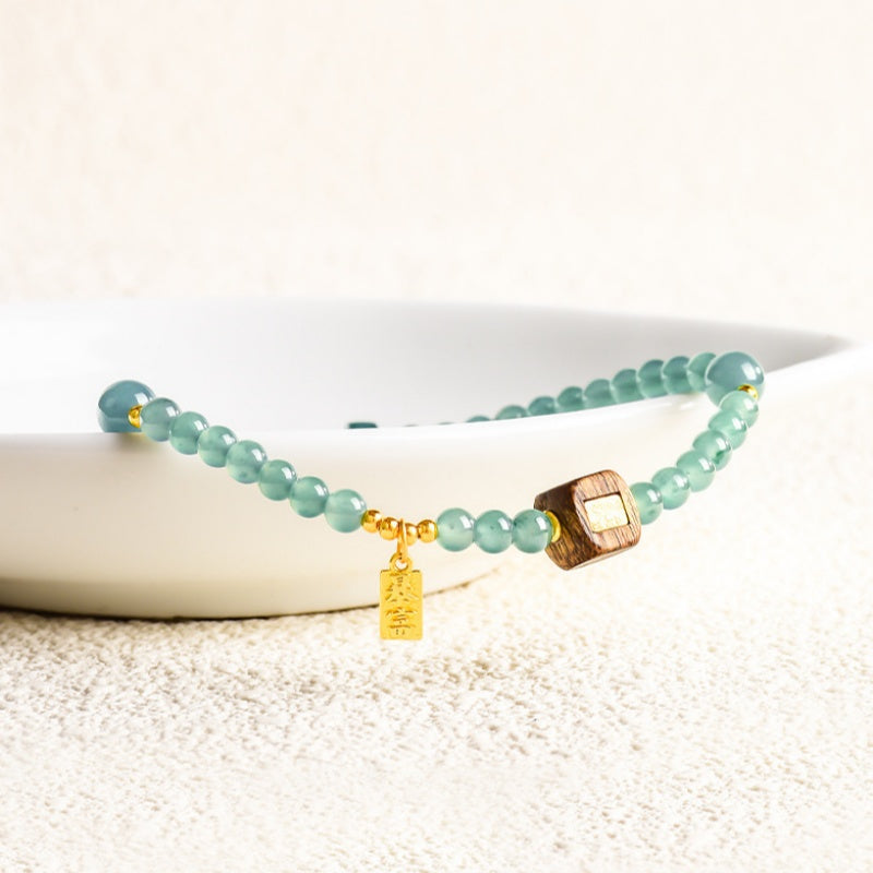 Ice Jade & Agarwood Harmony Bracelet-Whispers of Zen