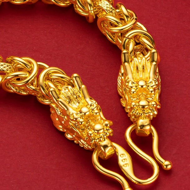 Dragon Gold Plated Brass Necklace-Sculpted in Gold