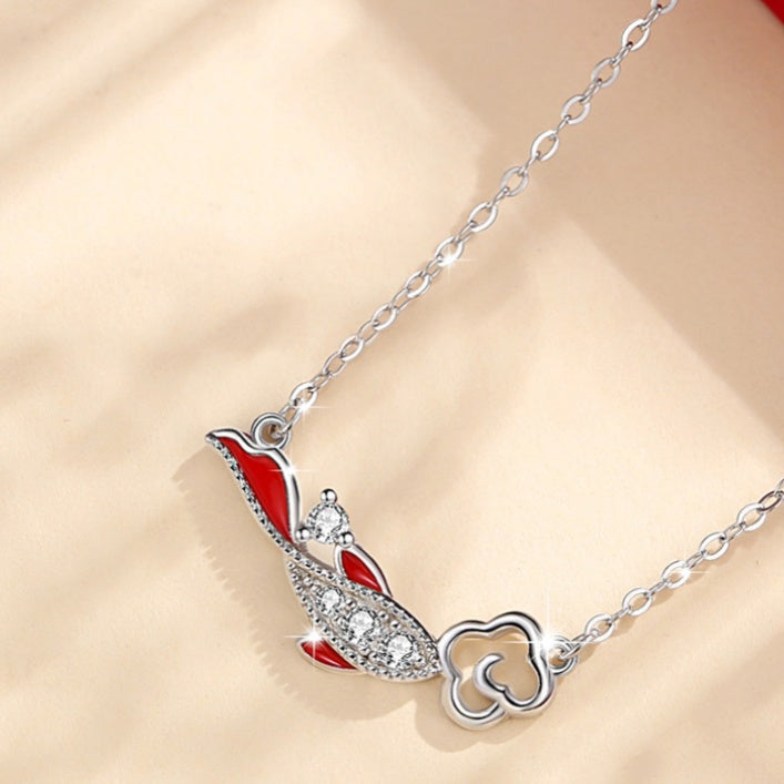 Wishes for Good Fortune-Koi Fish Cubic Zirconia Sterling Silver Necklace