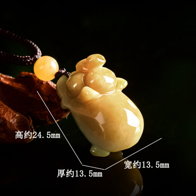 Fortune Blessing Golden Pig Jade Pendant Necklace– Symbol of Abundance & Joy