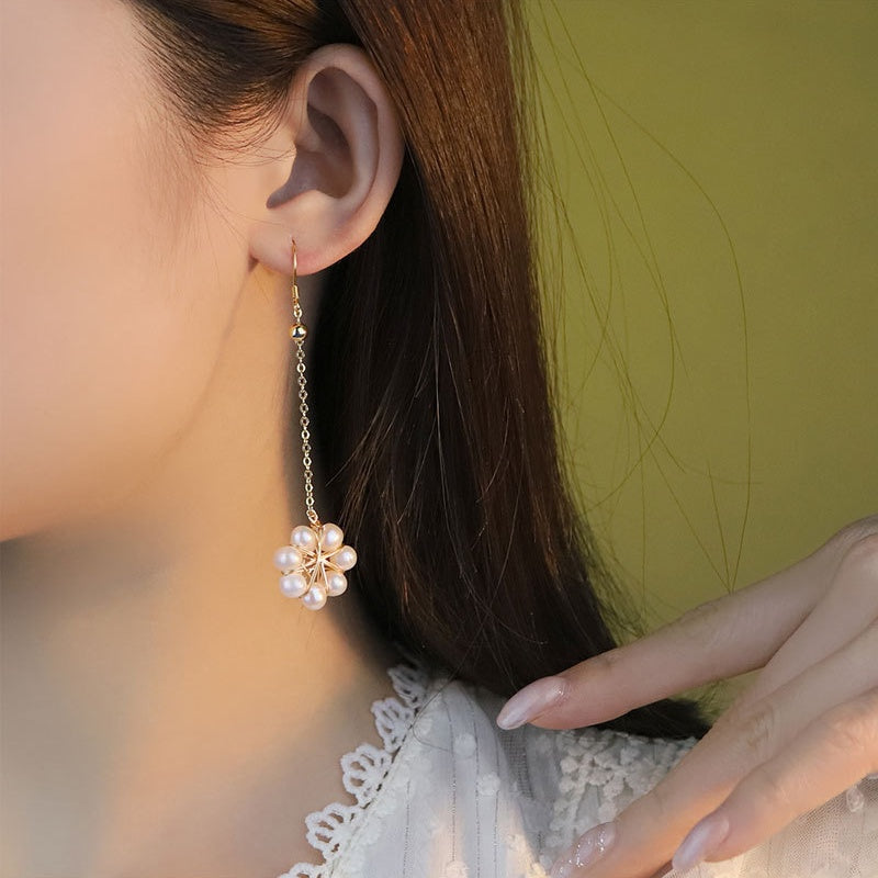 Freshwater Pearl Bird's Nest Drop Earrings-Radiant Grace