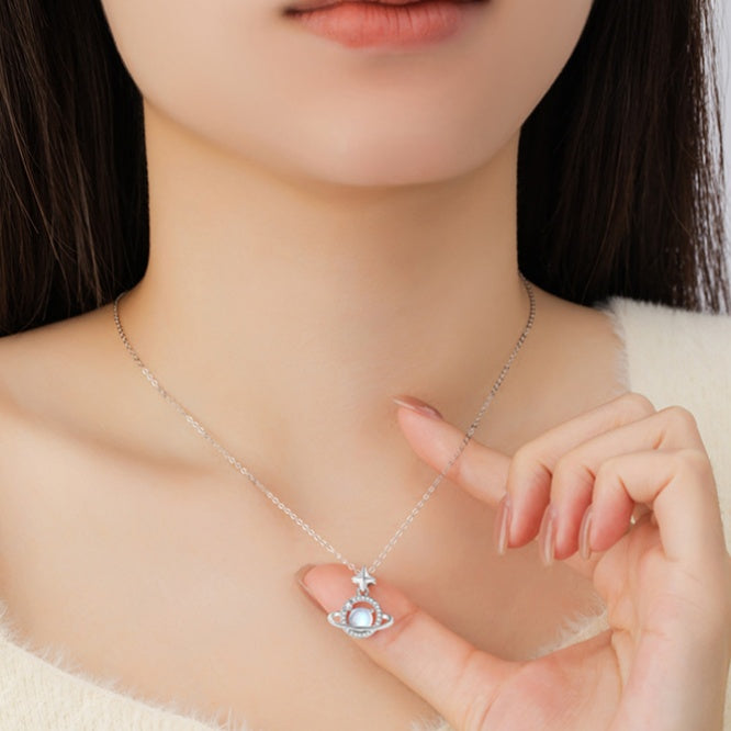 Always Drawn to You-Saturn & Star Sterling Silver Necklace