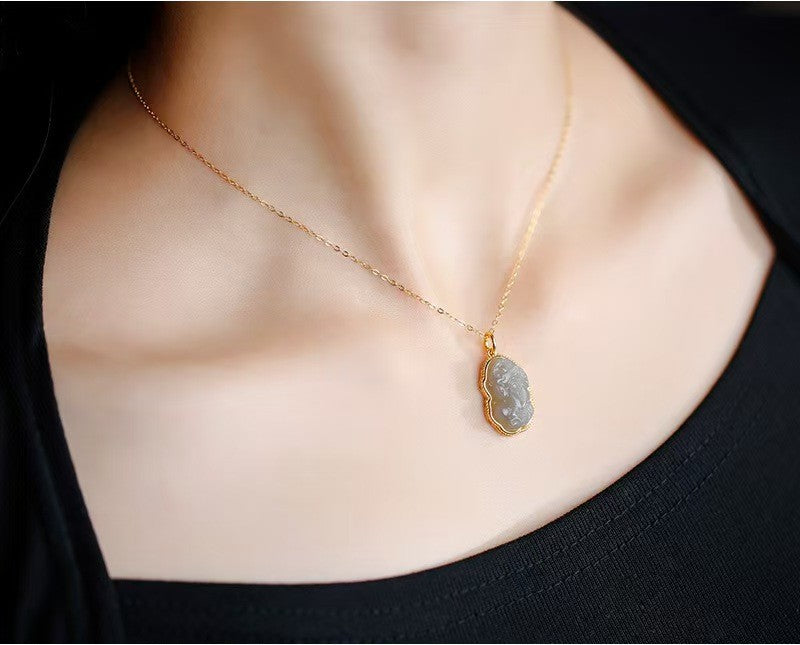 Hetian Jade Pixiu Nephrite Necklace-Attract Wealth