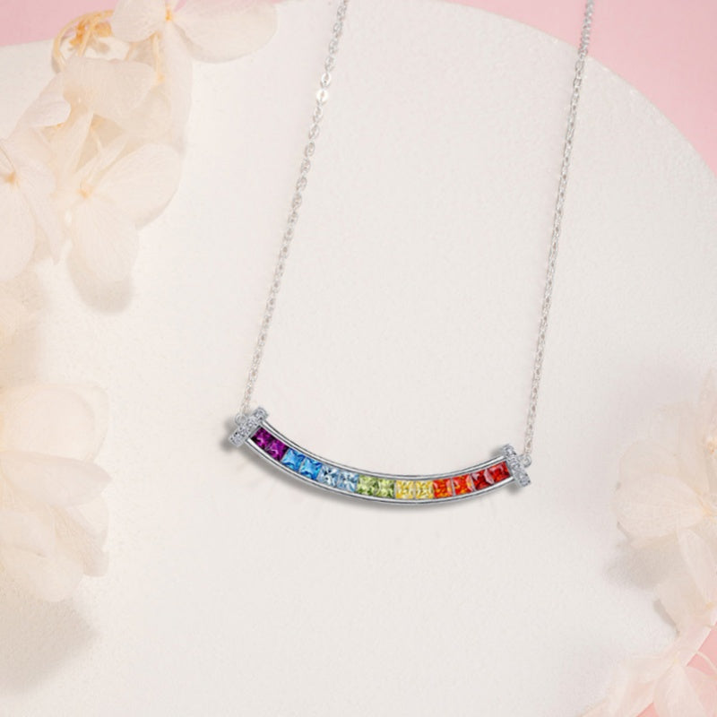 Rainbow Smile Silver Necklace-A Little Everyday Joy