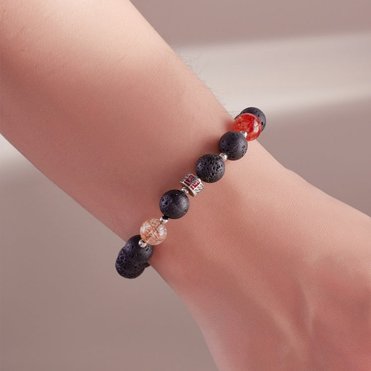 Lava Stone Red Quartz Bracelet-Grounded Radiance