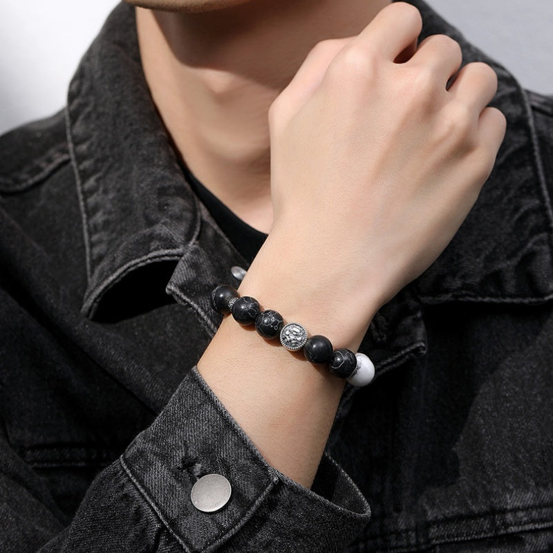 Awakening Lion 999 Fine Silver Snowflake Obsidian Bracelet-Auspicious Energy
