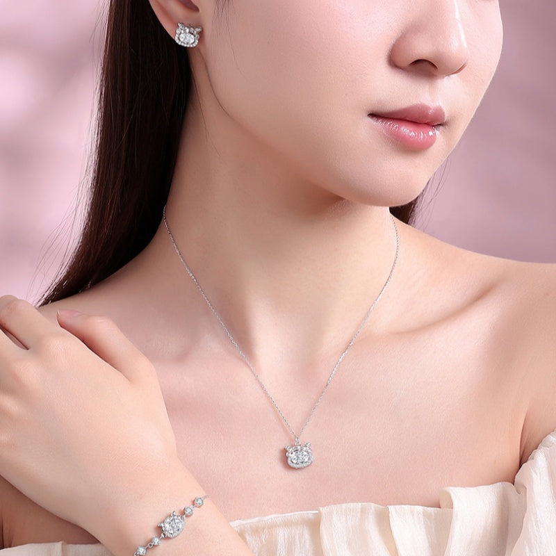 Goat Cubic Zirconia Silver Stud Earrings-Kind Wishes