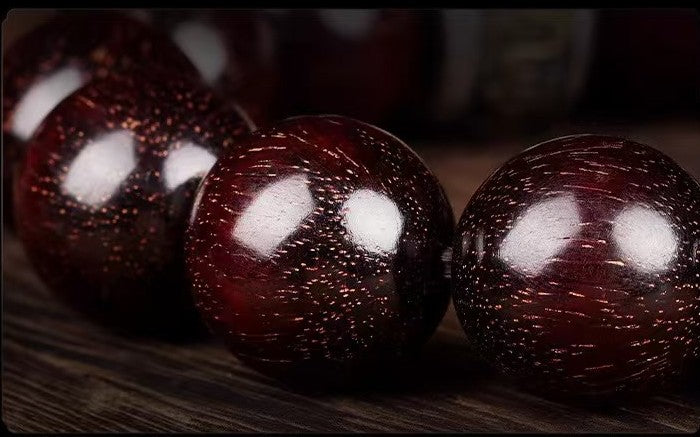Red Sandalwood Bead Gold Obsidian Pixiu Bracelet -Attract Wealth