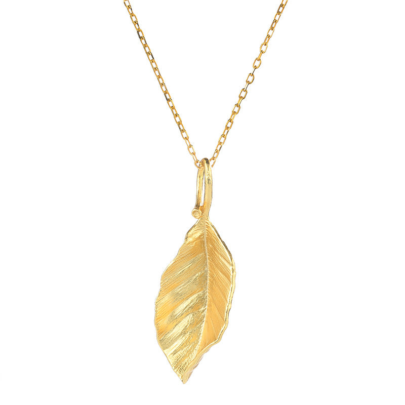 Textured Leaf Necklace-A Moment Outdoors