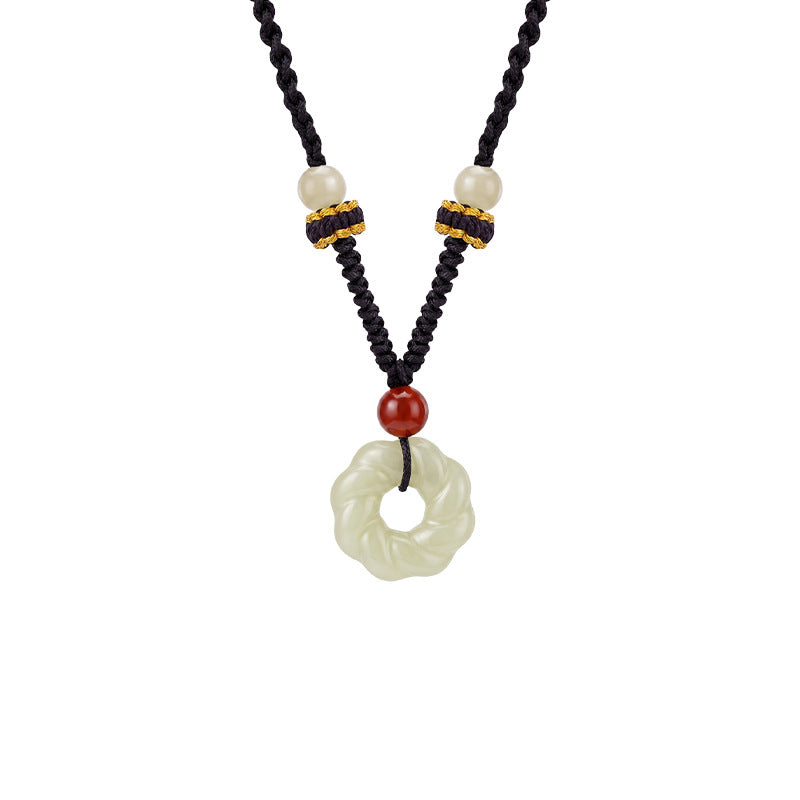 Quiet Wholeness-Nephrite Jade Cord Pendant Necklace