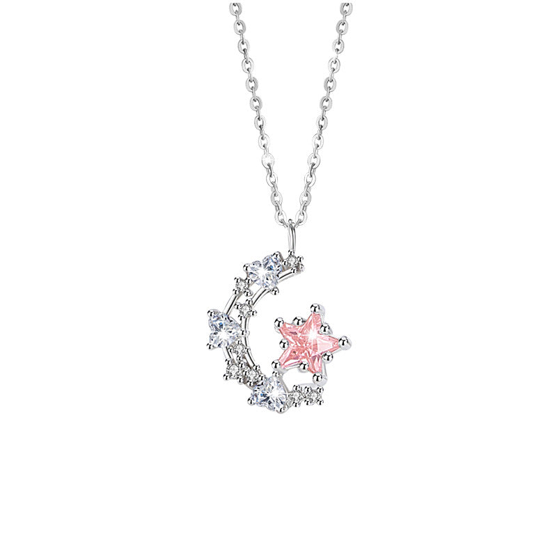 Always Beside You-Moon & Star Sterling Silver Necklace