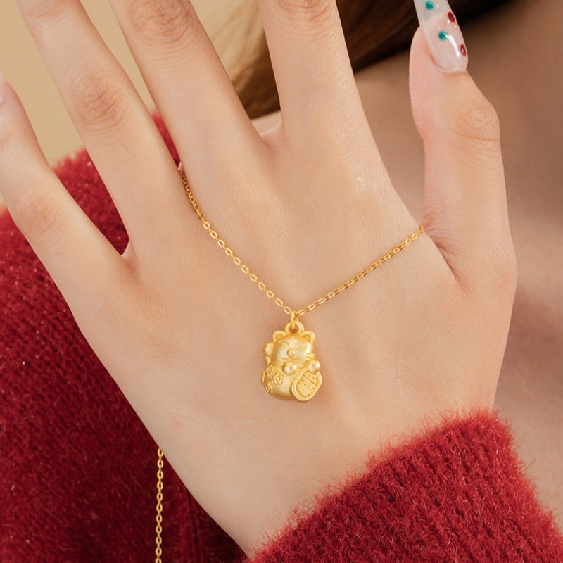 Prosperity and Fulfillment-Golden Lucky Cat Necklace