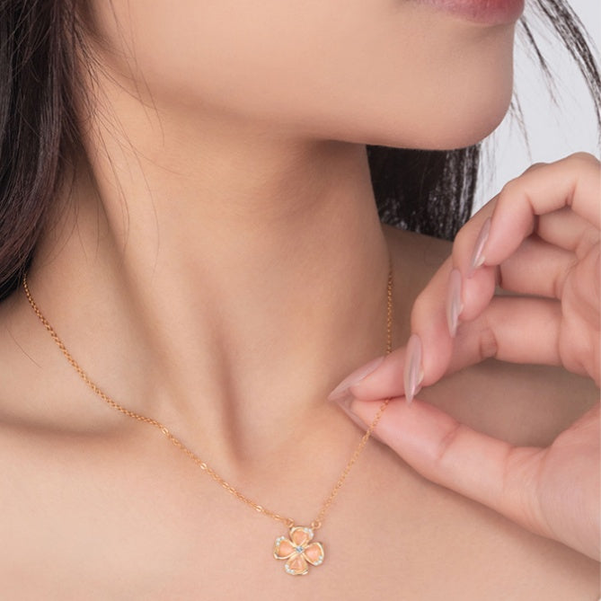 Four Leaf Clover Silver Necklace-Lucky to Love You
