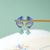 Enamel Phoenix Turquoise Silver Earrings-Protection and Luck