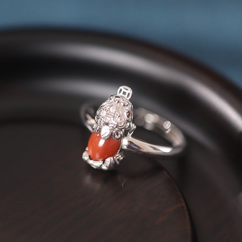 Pixiu Red Agate Adjustable Ring-A Bold Spirit
