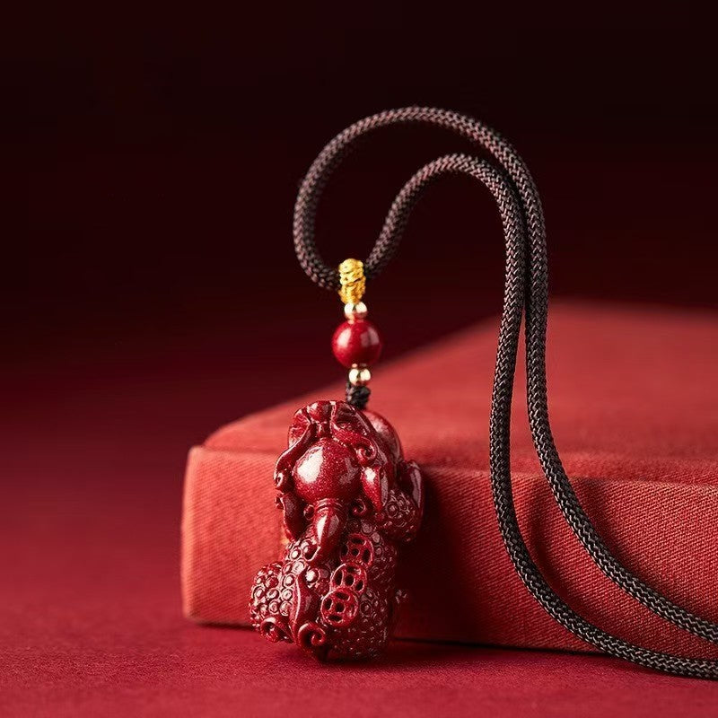 Wealth Pixiu Red Cinnabar Pendant-Good Luck&Protection