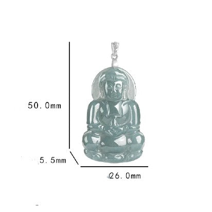 Guan Yin Avalokiteshvara Hand Carved Jade Pendant Necklace