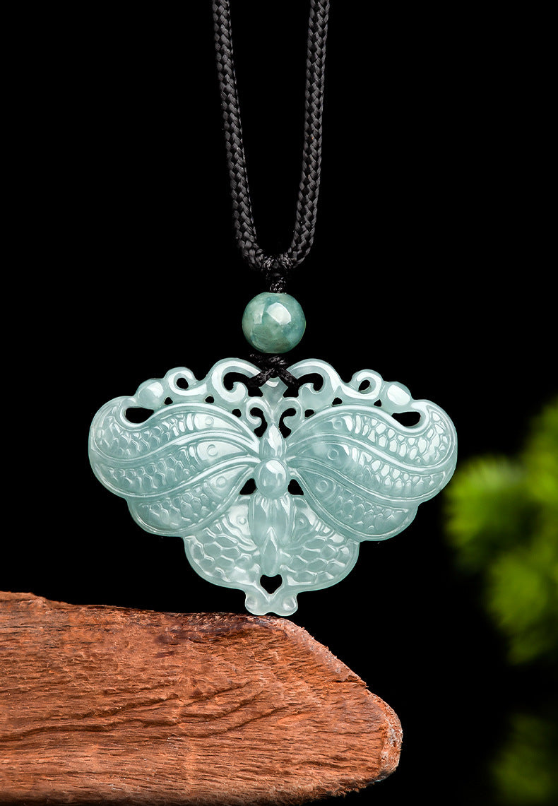 Serene Transformation Butterfly Jade Pendant-Whispers of the Azure Wing: A Soul’s Metamorphosis