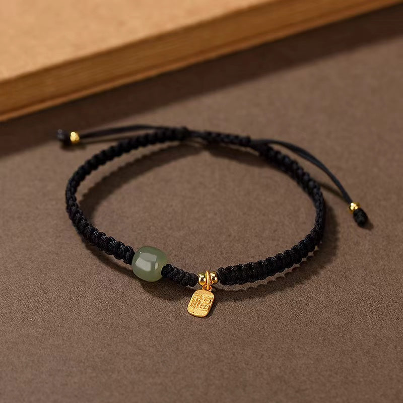 Fu Jade Bead String Bracelet For Couple-good luck