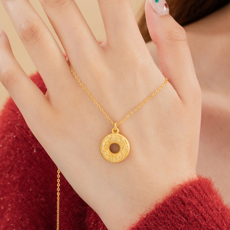 Fu Blessing Peace Disc Necklace-Good Fortune Alongside
