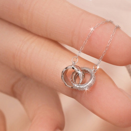 Interlocking Rings Fine Silver Necklace-Love Without End