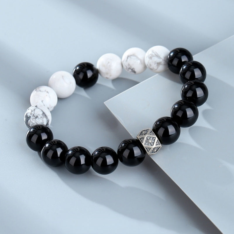Taiji Contrast Obsidian Howlite Bracelet-Balanced Harmony