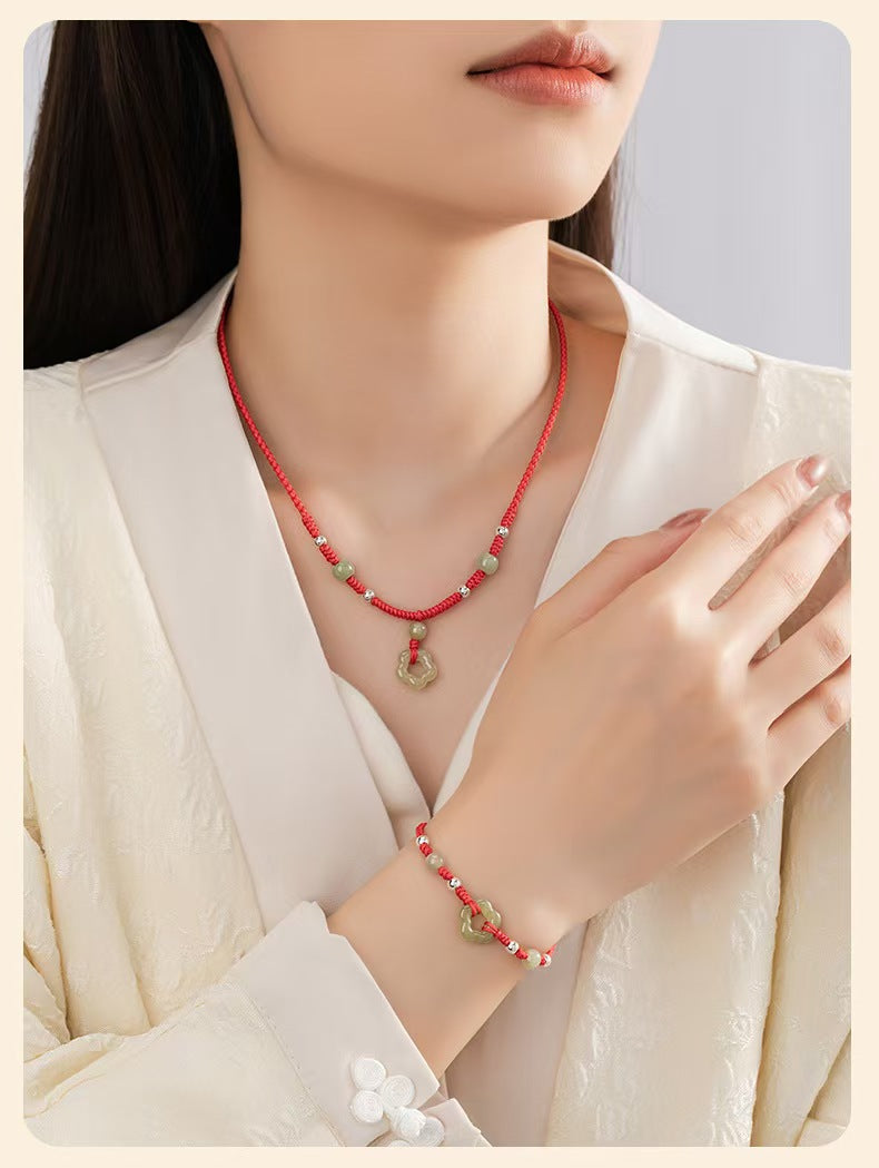 Four Leaf Clover Hetian Jade Necklace-Faith & Hope