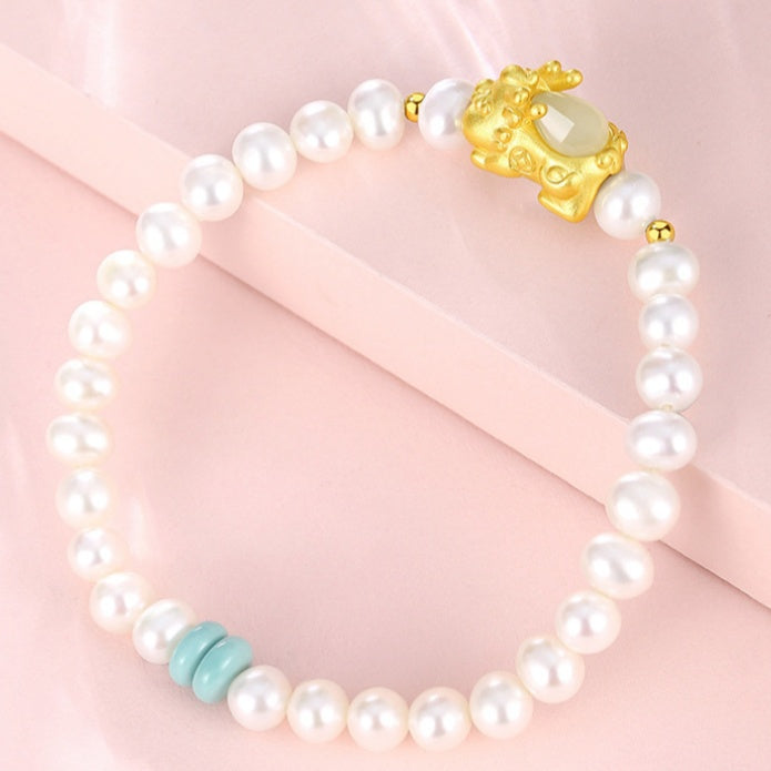 Abundance & Grace-Pixiu Freshwater Pearl Bracelet