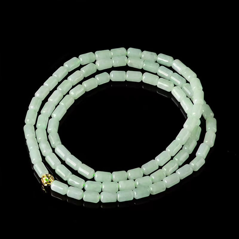 Mala Prayer Barrel Beads Jadeite Necklace-Inner Peace