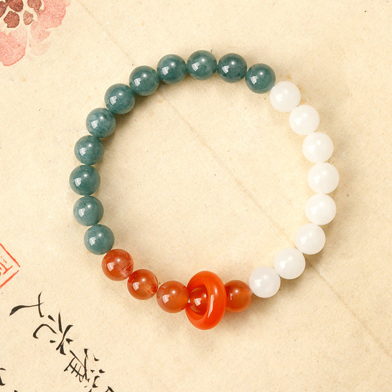 Red Agate Sliding Donut Jade Bracelet-Circles of Calm