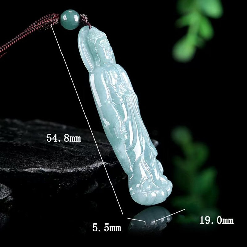 Tathagata Buddha Blue Ice Jade Pendant-Protection&Healing