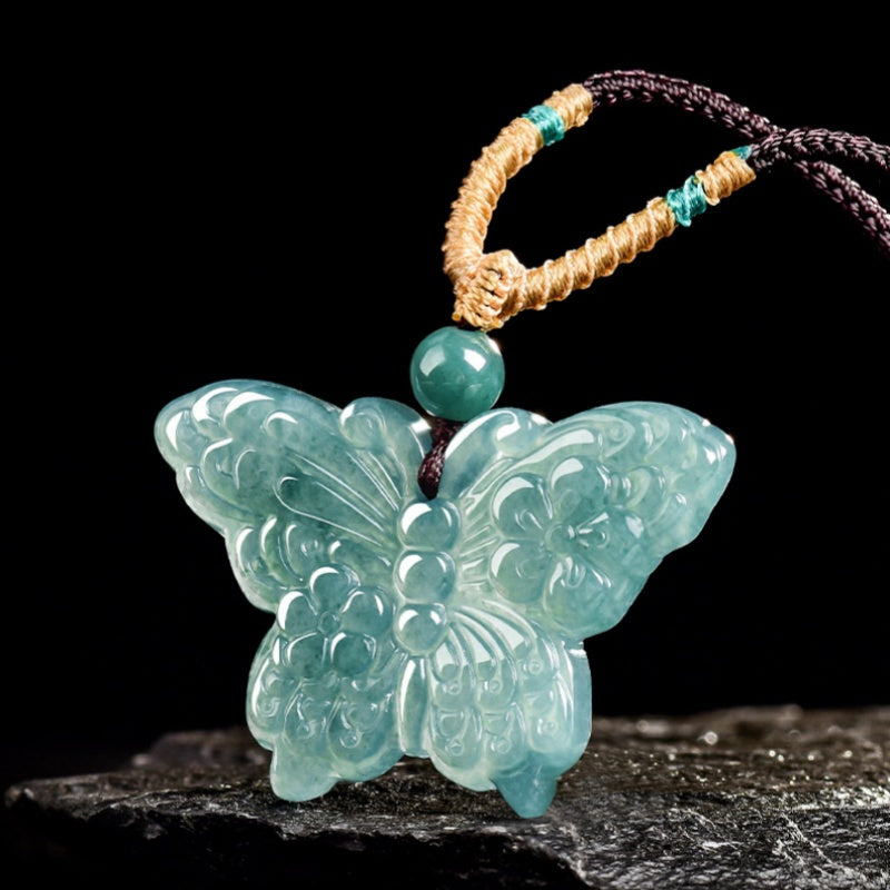 Love Blessing Butterfly Jade Pendant Necklace– Symbol of Longevity & Eternal Love