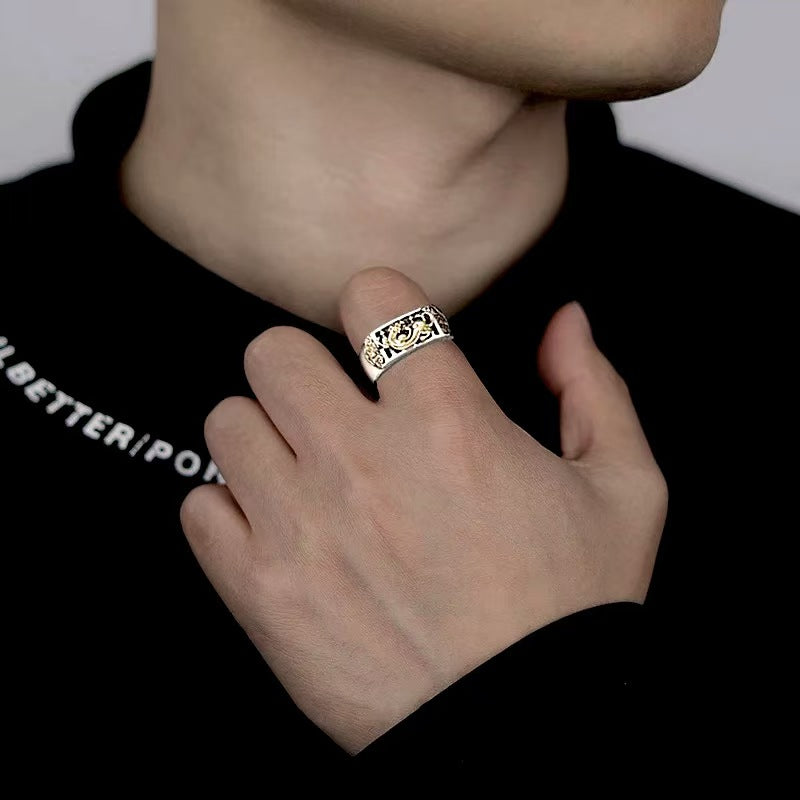 Wealth Pixiu Abacus Men Silver Ring-Career & Business Luck