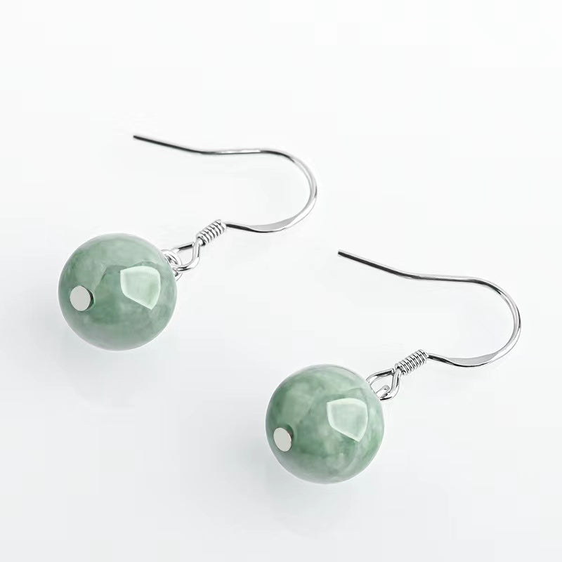 Green Jade Earrings-Grade A Jade
