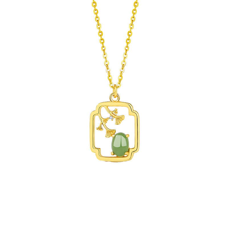 Four Seasons Bamboo & Floral Nephrite Jade Necklace-Beauty Through Change
