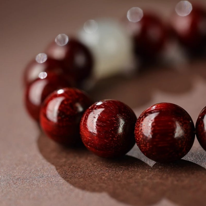 Silver Pixiu Bracelet with Rosewood & Hetian Jade-Prosperity Guardian