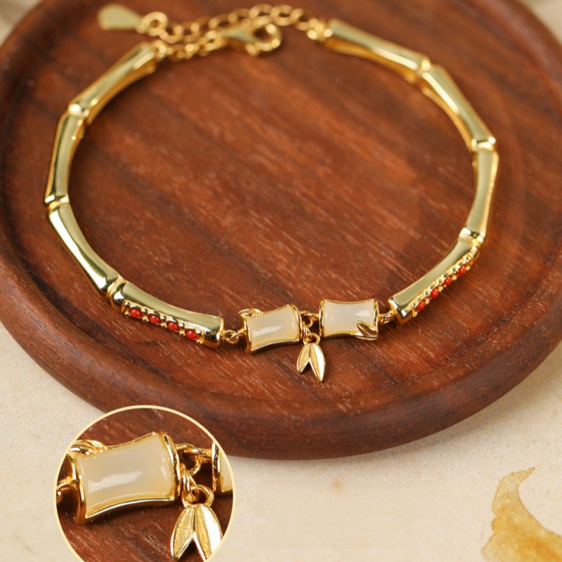 Bamboo Nephrite Jade Bracelet-Strength with Grace
