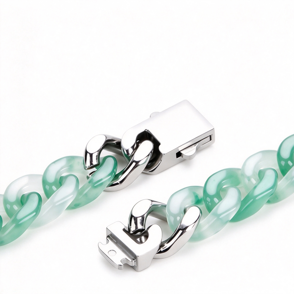 Green Jadeite Cuban Link Bracelet-Quiet Confidence