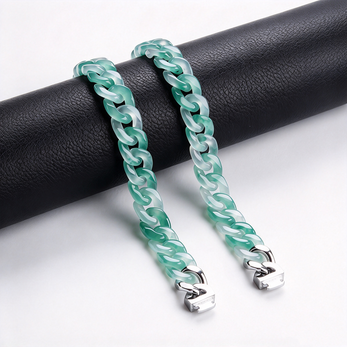 Green Jadeite Cuban Link Bracelet-Quiet Confidence