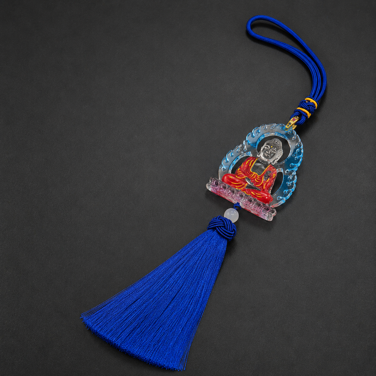 Cosmic Light Buddha Car Hanging Ornament – Handcrafted Liuli Crystal Protection for Safe Travels