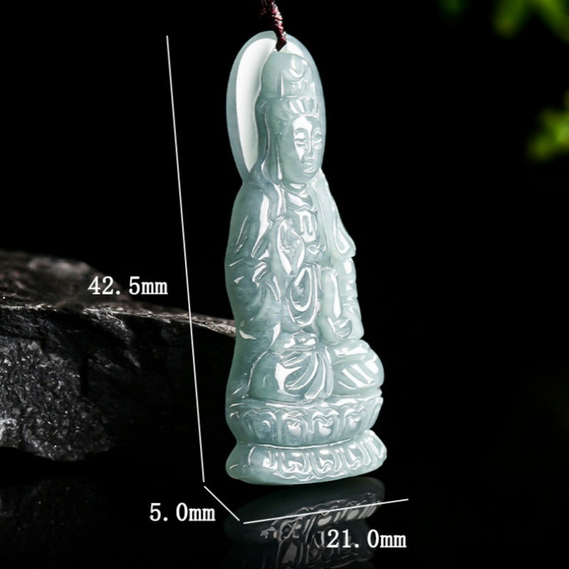 Serene Acceptance Jade Guanyin Pendant Necklace