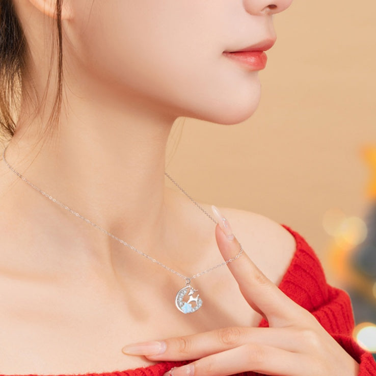 Reindeer Moon Sterling Silver Necklace-With You Always